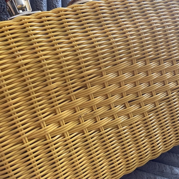 Marchioness Macy Yellow Wicker Straw Bamboo Box Purse Handbag Vintage 1950s 🌞 - Picture 14 of 16